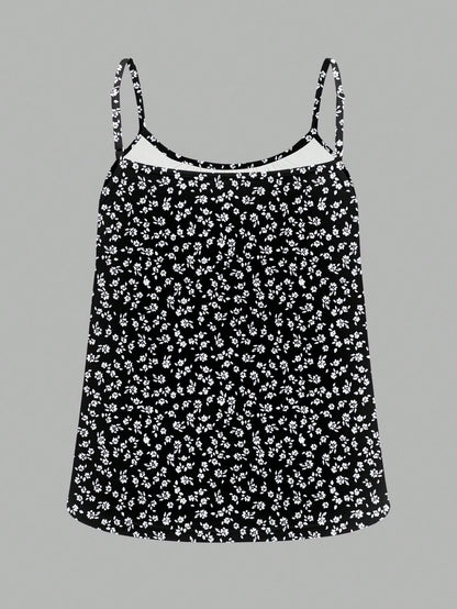 EZwear 3pcs Plus Size Casual Minimalist Ditsy Floral Camisole