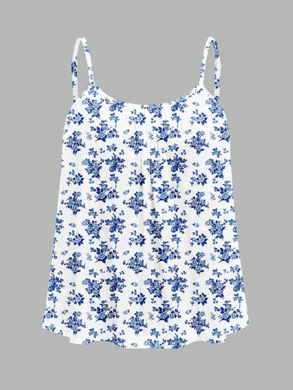 EZwear 3pcs Plus Size Casual Minimalist Ditsy Floral Camisole