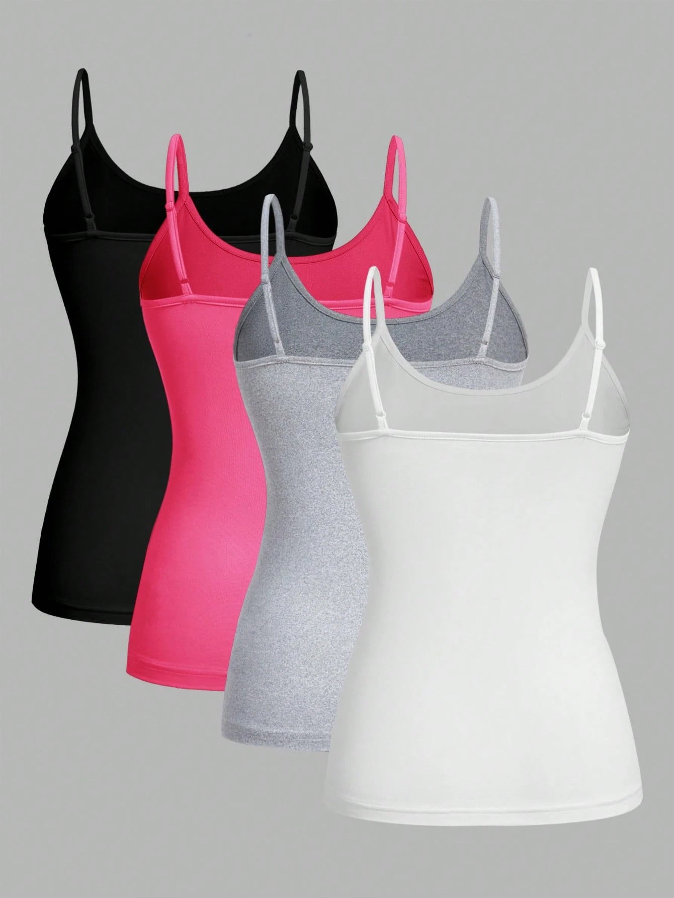 EZwear 4pcs/Set Plus Size Women's Tight Casual Cami Tops, Suitable For Summer Back To School