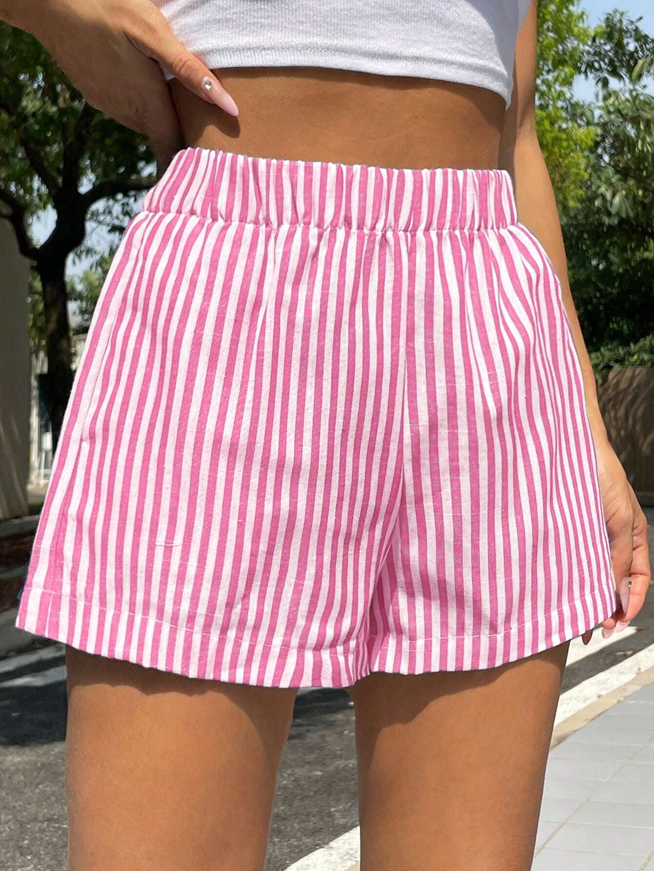EZwear Stripe Wide Leg Shorts