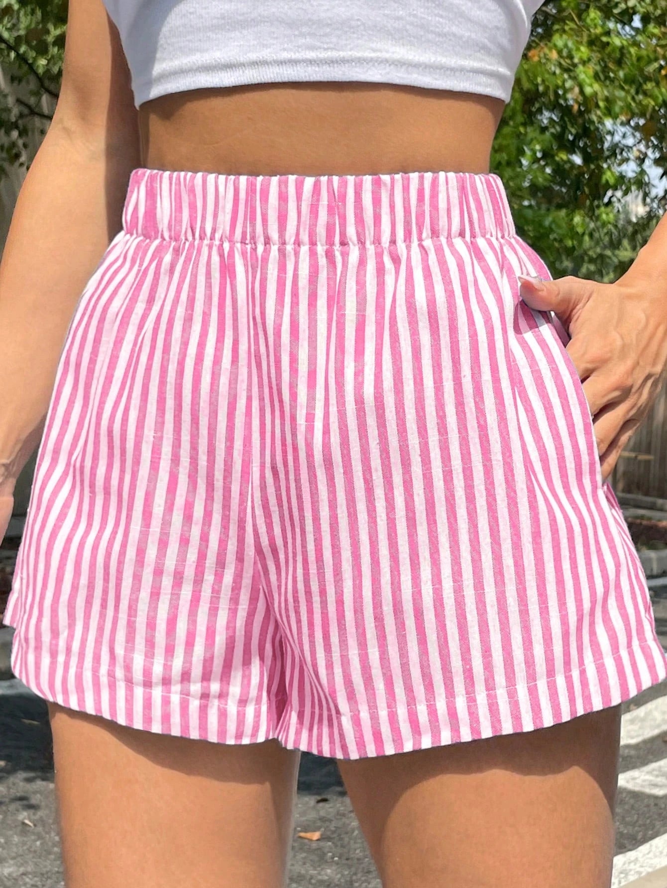 EZwear Stripe Wide Leg Shorts