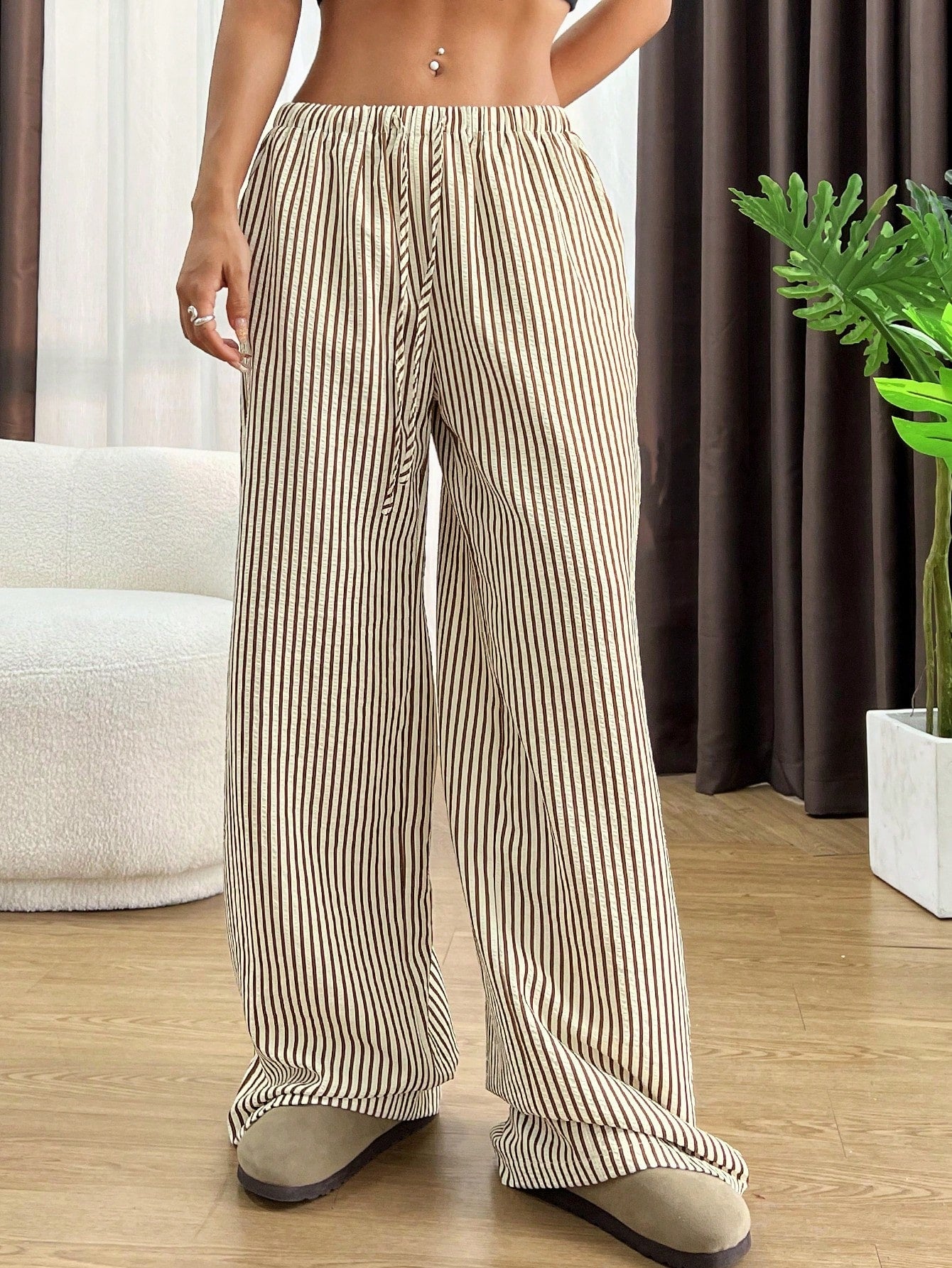 EZwear Striped & Printed Casual Daily Wear Women Spring/Summer Long Pants
