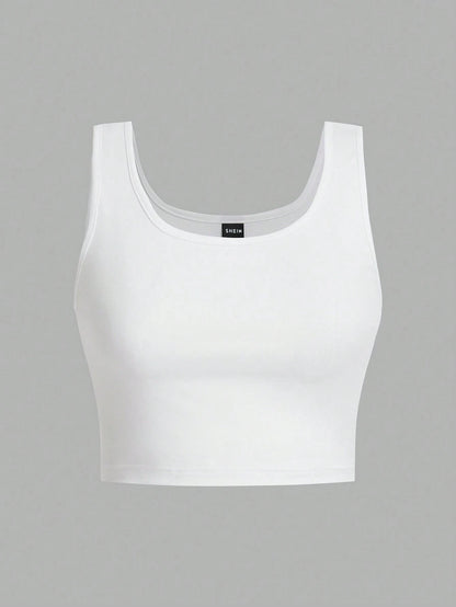 EZwear Women's 3pcs Black White Gray Super Short Tight Casual Basic Tank Top, Suitable For Summer Back To School