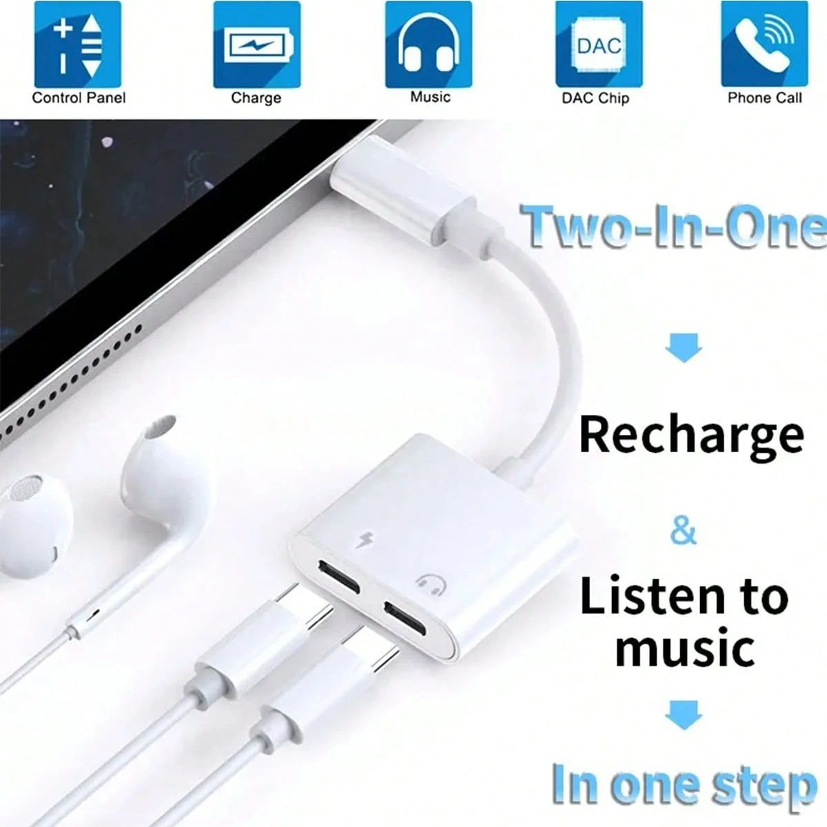 Fast Charging Type-C Audio Charging Adapter 2-In-1 Type C To 3.5mm/Type C Audio Auxiliary Cable Charging Adapter Compatible With IPhone 17 Pro Max/17 Pro/17/16/15 Pro Max/15 Pro/15 Plus/15 Earphone Co