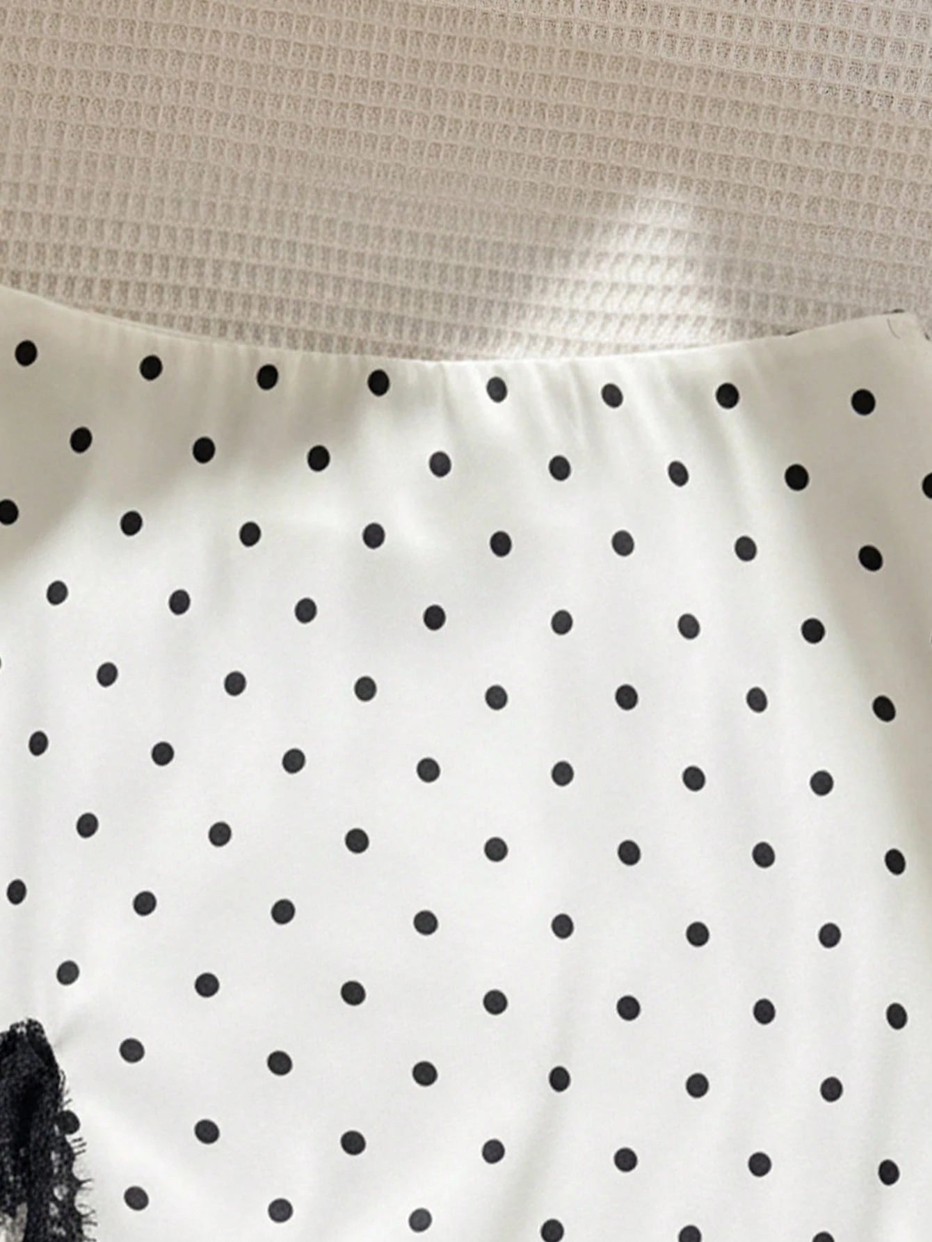 Flirla French Classic Elegant Autumn/Winter New Polka Dot Design Hem Splice Sexy Lace Decor Valentine's Day Chic Party Series Women Skirt