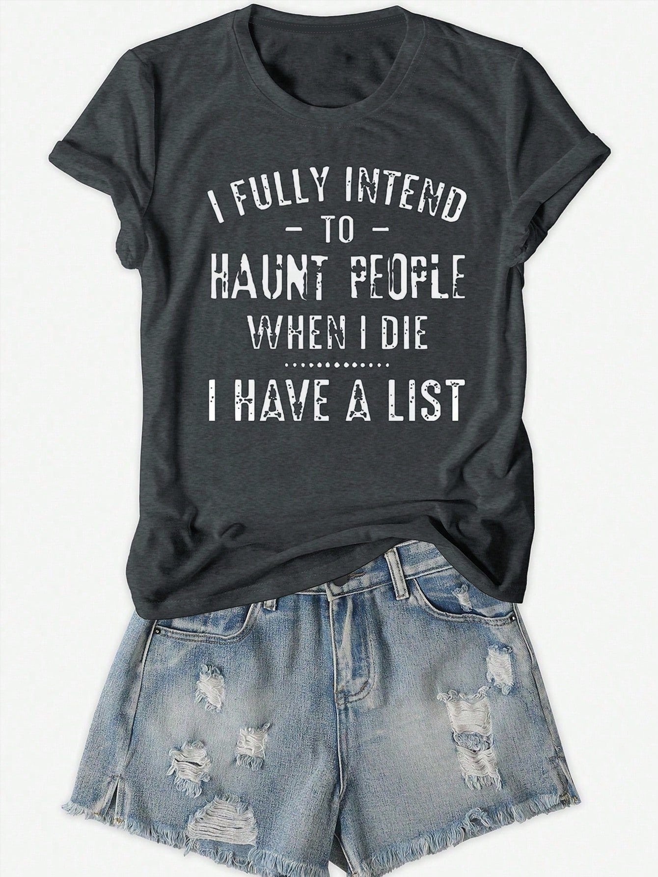 Flirla Woman's Casual English Slogan Print T-Shirt, Summer
