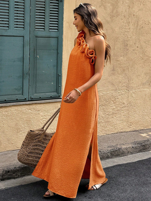 Flora Isola Flora Isola Casual Elegant Tropical Holiday Style Long Dress For Women Tea Party Vacation Burnt Orange Summer