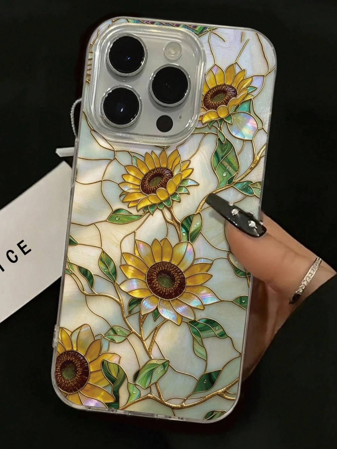 Flower Feather Chiffon E-Style Stained Glass Sunflower Painted Anti-Drop Phone Case Compatible With IPhone 14, 14 Pro, 14 Pro Max, 13, 13 Pro, 13 Pro Max, 11, 11 Pro Max, 12, 12 Pro, 12 Pro Max, XR, X