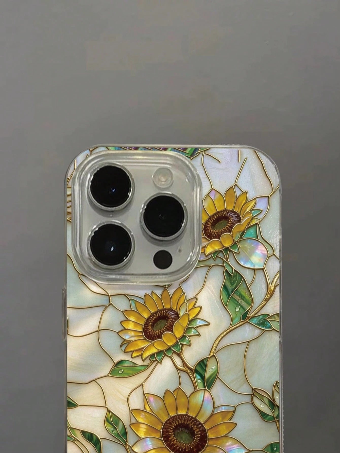 Flower Feather Chiffon E-Style Stained Glass Sunflower Painted Anti-Drop Phone Case Compatible With IPhone 14, 14 Pro, 14 Pro Max, 13, 13 Pro, 13 Pro Max, 11, 11 Pro Max, 12, 12 Pro, 12 Pro Max, XR, X