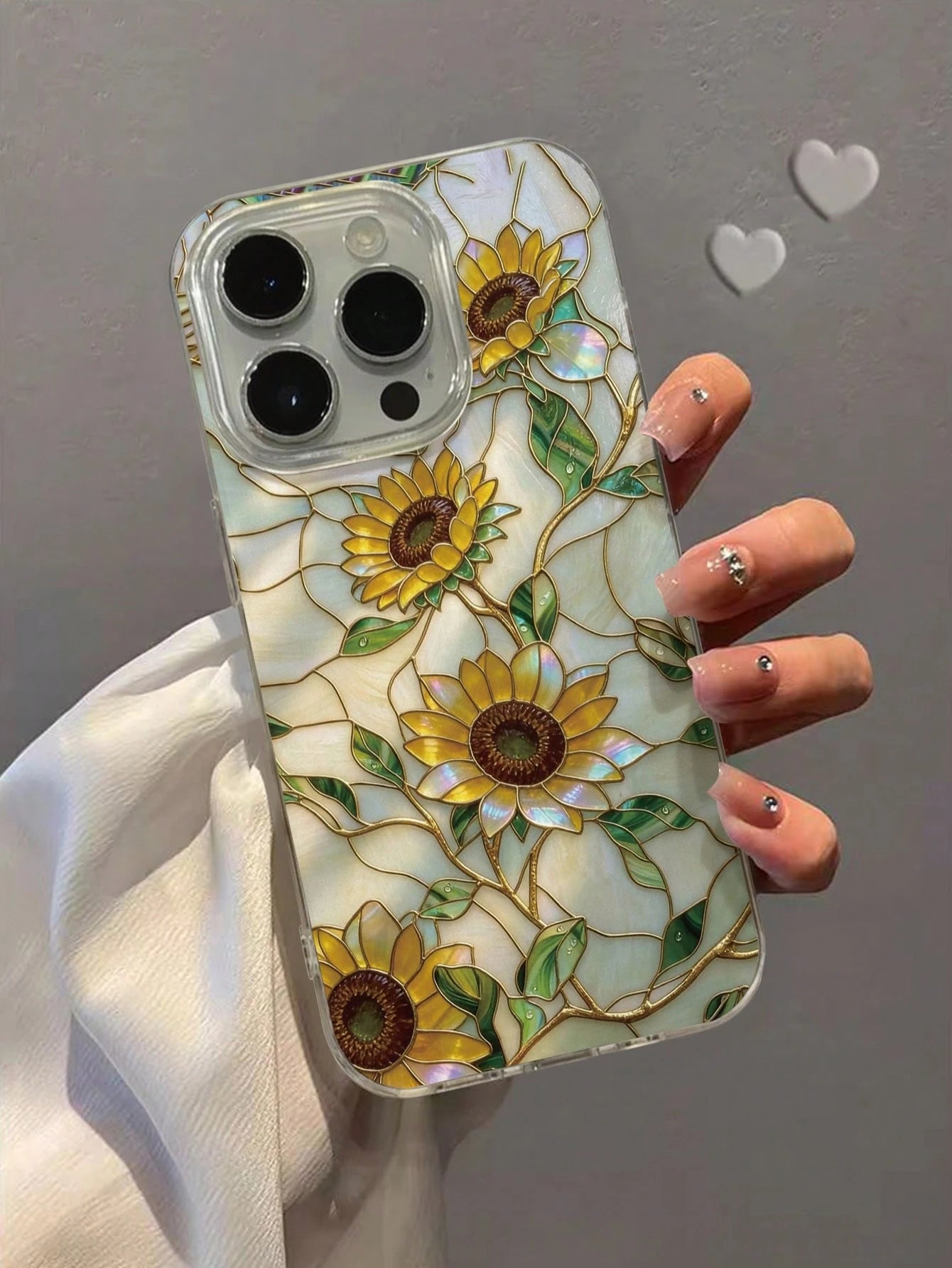 Flower Feather Chiffon E-Style Stained Glass Sunflower Painted Anti-Drop Phone Case Compatible With IPhone 14, 14 Pro, 14 Pro Max, 13, 13 Pro, 13 Pro Max, 11, 11 Pro Max, 12, 12 Pro, 12 Pro Max, XR, X