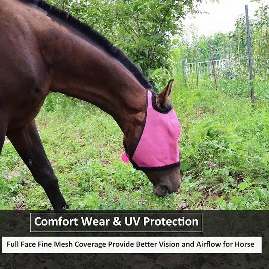 Fly Mask, Full Face UV Protection Horse Mask, Breathable Fine Mesh Fly Mask For Horse