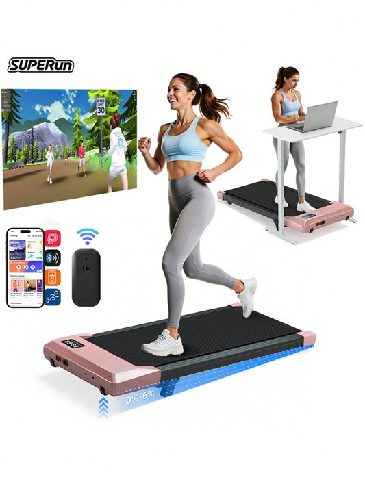 Foldable 6% Slope Under Desk Treadmills 2.5 HP Quiet Walking Pad Portable Remote Control LED Display 300LBS Exercise Walkingpad