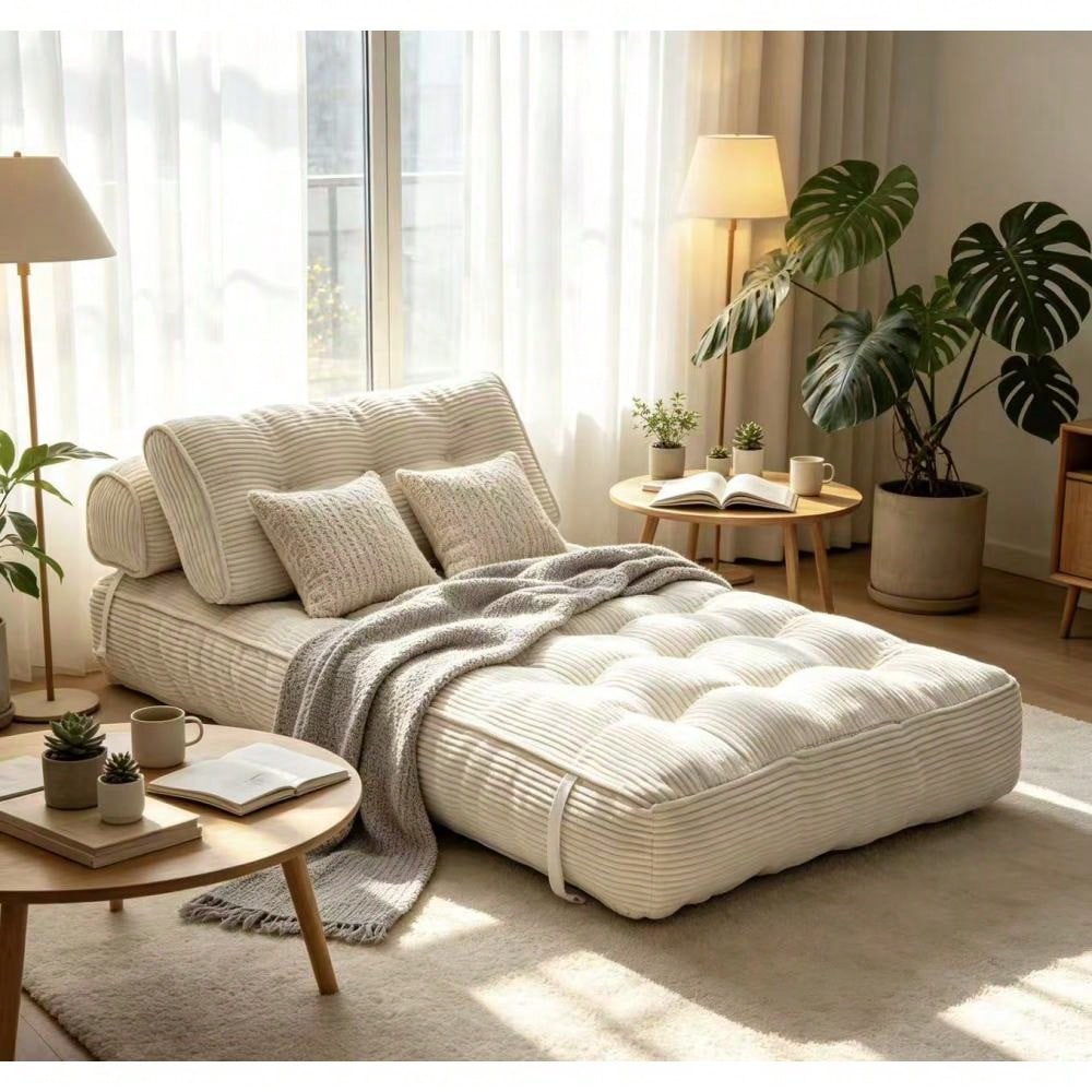 Folding Sofa Bed, Convertible Sleeper Chair With Pillow Foldable Mattress With Back Support, Portable Fold Out Chair Bed Comfy Floor Sofa Lounge For Living Room Bedroom, Single