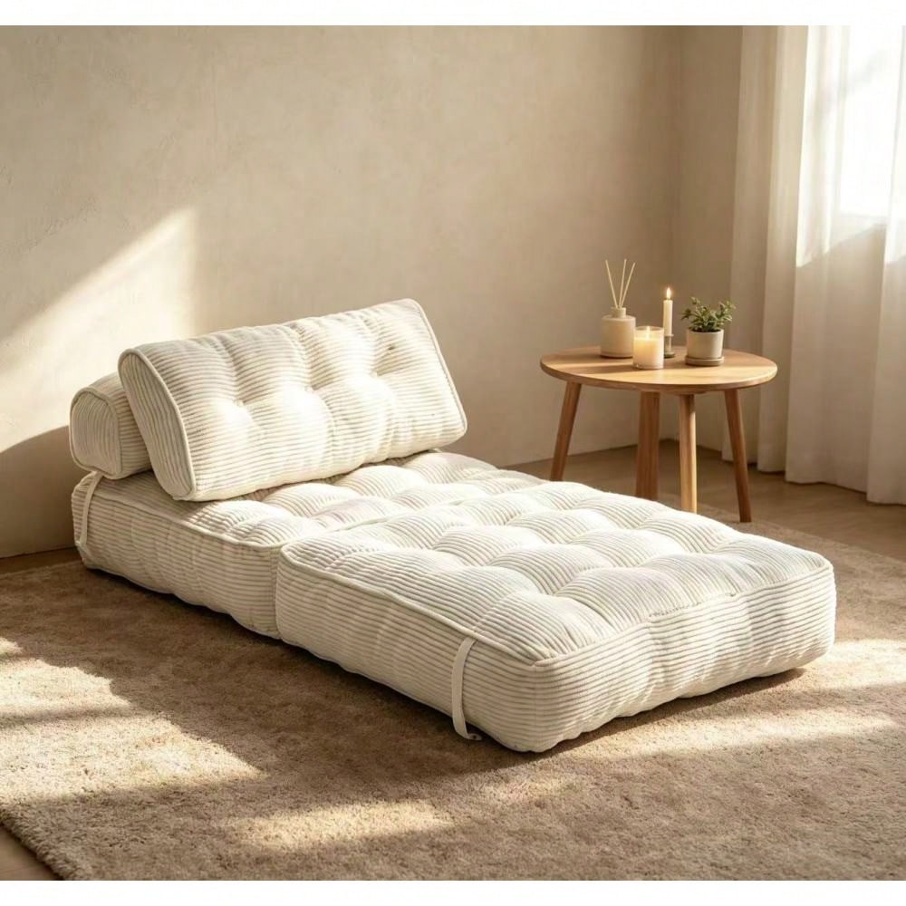 Folding Sofa Bed, Convertible Sleeper Chair With Pillow Foldable Mattress With Back Support, Portable Fold Out Chair Bed Comfy Floor Sofa Lounge For Living Room Bedroom, Single