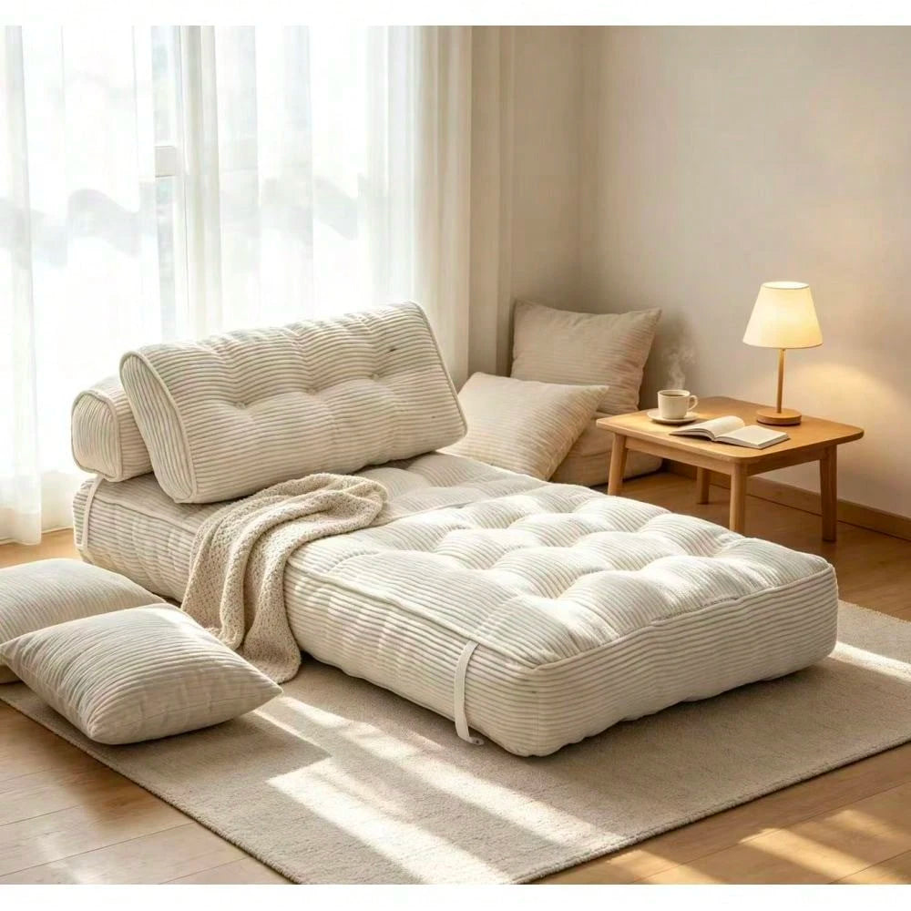 Folding Sofa Bed, Convertible Sleeper Chair With Pillow Foldable Mattress With Back Support, Portable Fold Out Chair Bed Comfy Floor Sofa Lounge For Living Room Bedroom, Single