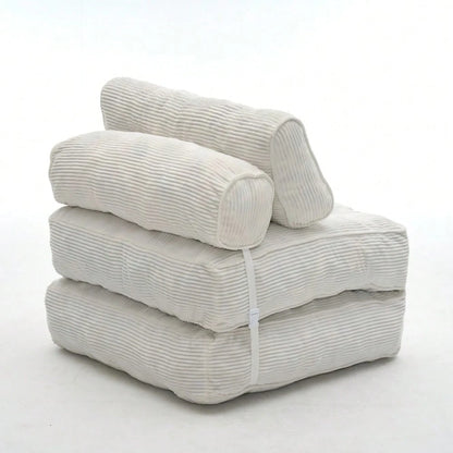 Folding Sofa Bed, Convertible Sleeper Chair With Pillow Foldable Mattress With Back Support, Portable Fold Out Chair Bed Comfy Floor Sofa Lounge For Living Room Bedroom, Single