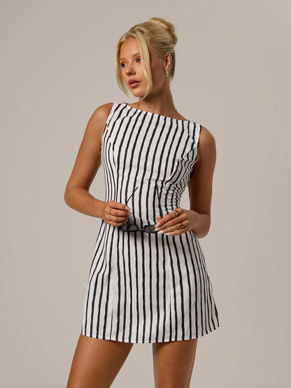 Forever 21 SpringSummer Women Romantic Coastal/Prom Vacation Beach/Formal/Birthday/90s Clothes/Business Casual/Elegant/Going Out/Modest/Stripe/A Line Mini Dress