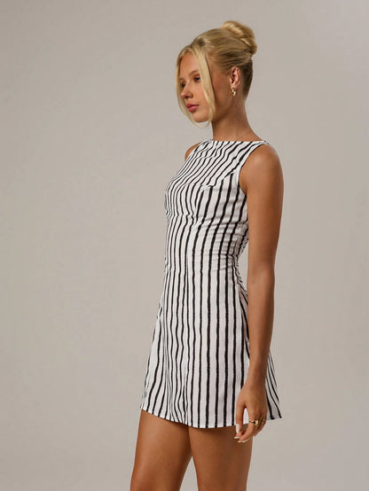 Forever 21 SpringSummer Women Romantic Coastal/Prom Vacation Beach/Formal/Birthday/90s Clothes/Business Casual/Elegant/Going Out/Modest/Stripe/A Line Mini Dress