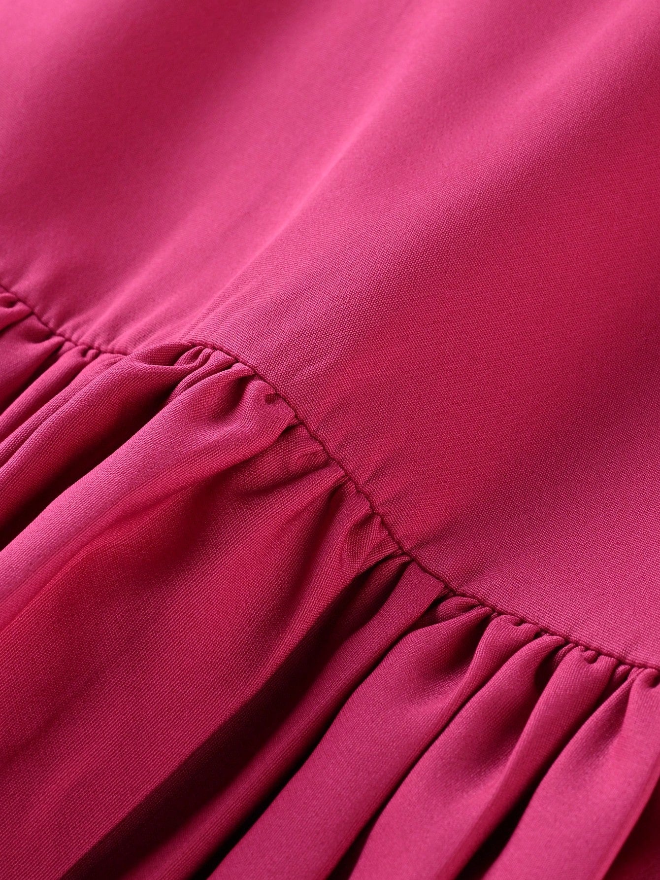 Franclia Elegant Women's Mid-Length Dress Round Neck Button Hem Pink Summer Tea Party Fuchsia Pleated Short Sleeve Zanea Dress,Good Quality Ladies Dresses