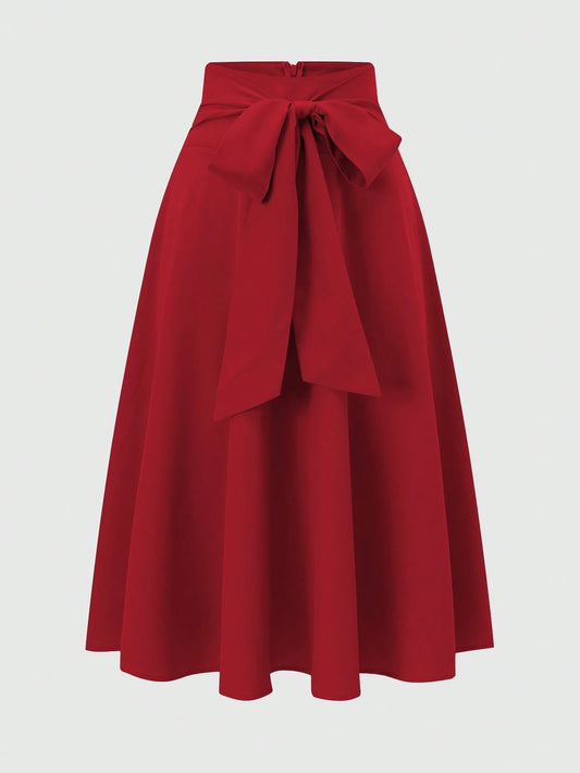 Franclia Women Plain Solid Color Simple Casual Red Mini Skirt, Daily Wear