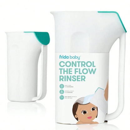 Frida Baby Control The Flow Bath Rinse Cup, Tear Free Rinser To Wash Hair And Body With Easy Grip Handle And Removable Rain Shower, Made In USA