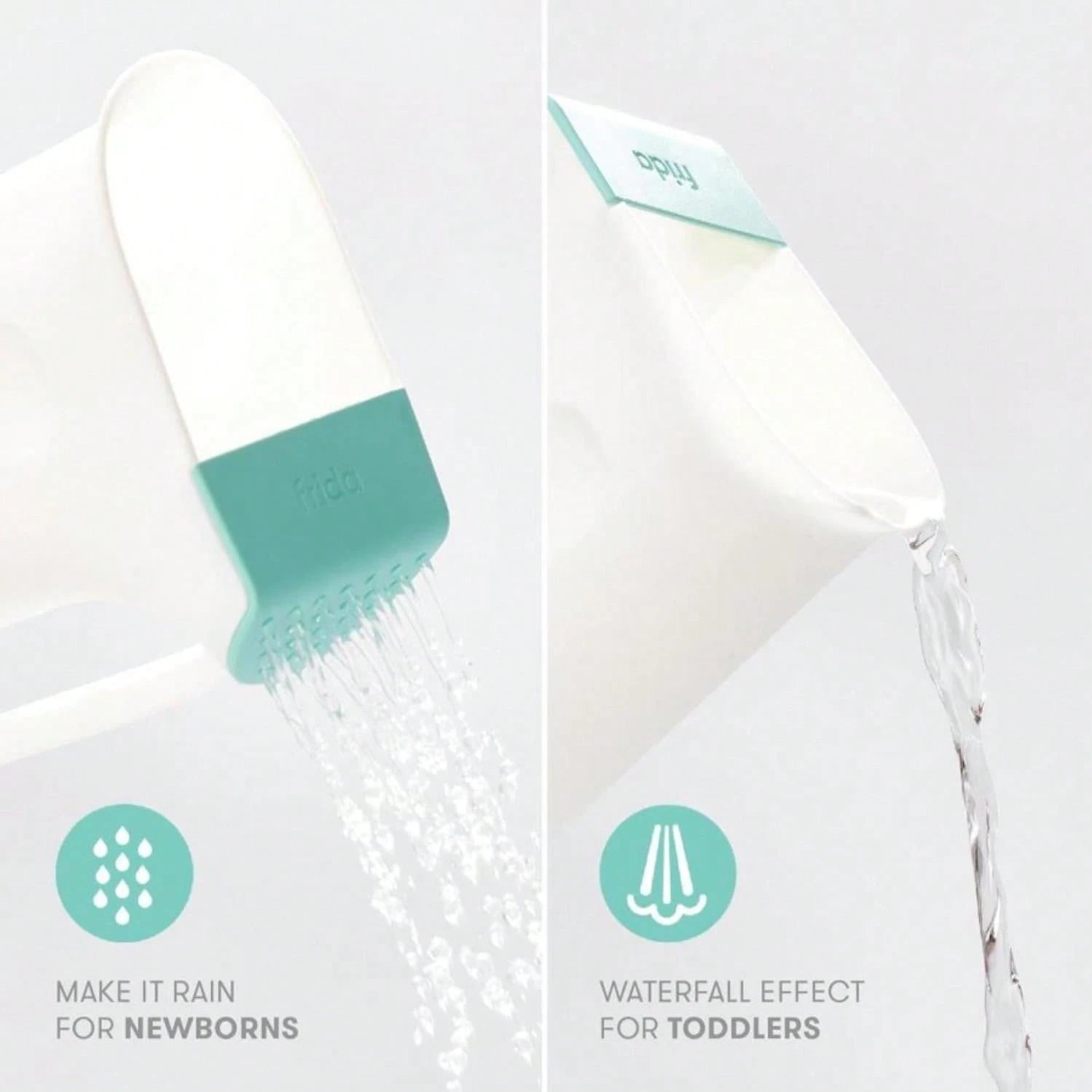 Frida Baby Control The Flow Bath Rinse Cup, Tear Free Rinser To Wash Hair And Body With Easy Grip Handle And Removable Rain Shower, Made In USA