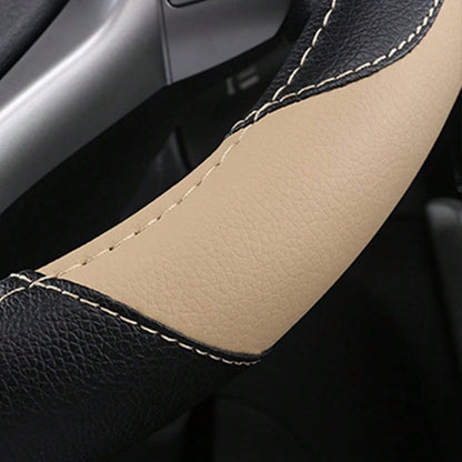 Genuine Leather Car Steering Wheel Cover, Anti-Slip Breathable Steering Wheel Protector, Universal Fit For Most Vehicles