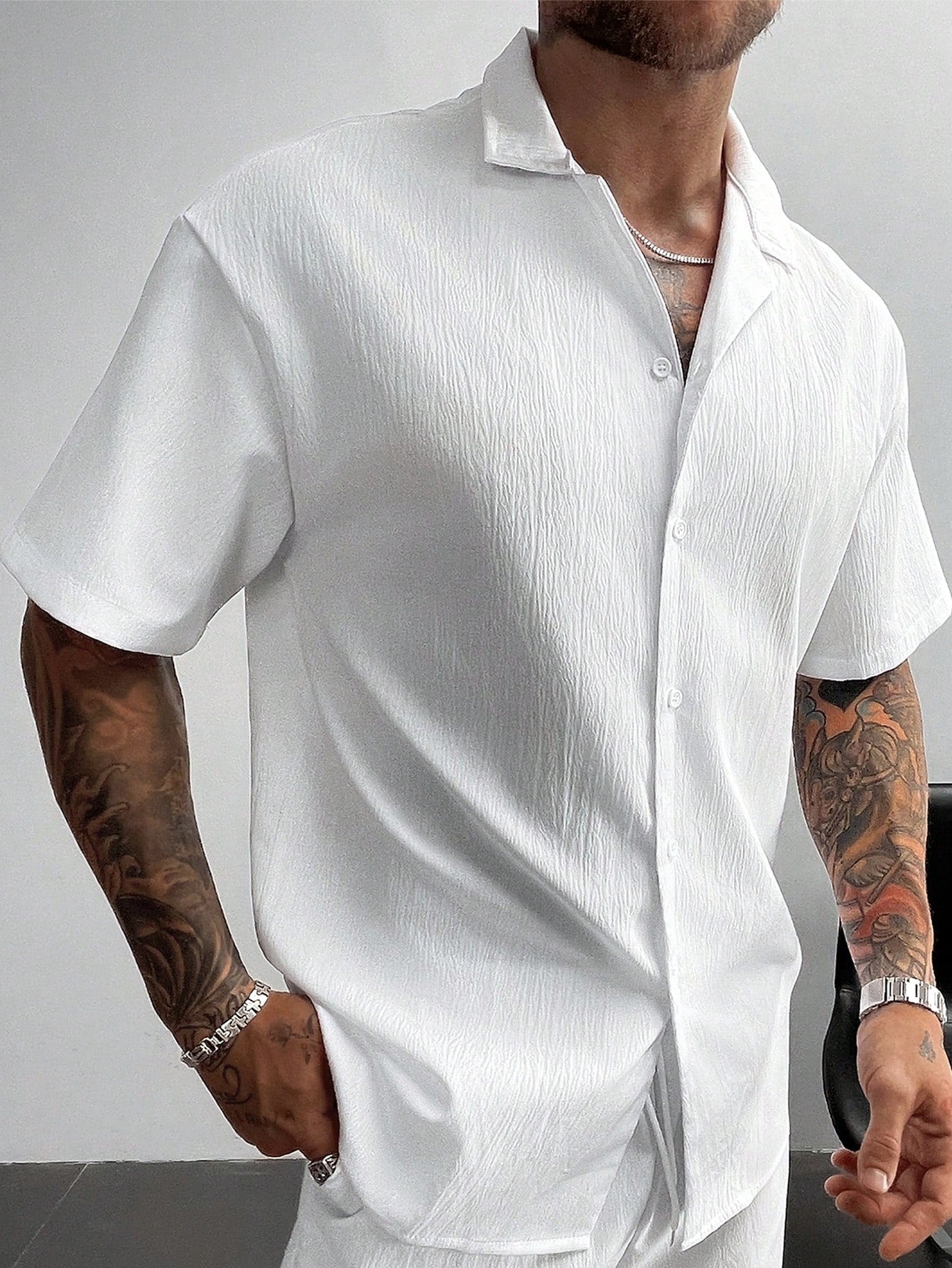 GloMan Old Money Style Men's Cuban Collar Linen Short Sleeve Shirt, Loose Casual Comfortable Beach Shirt, Suitable For Men's Vacation, Summer/Autumn, Father/Husband