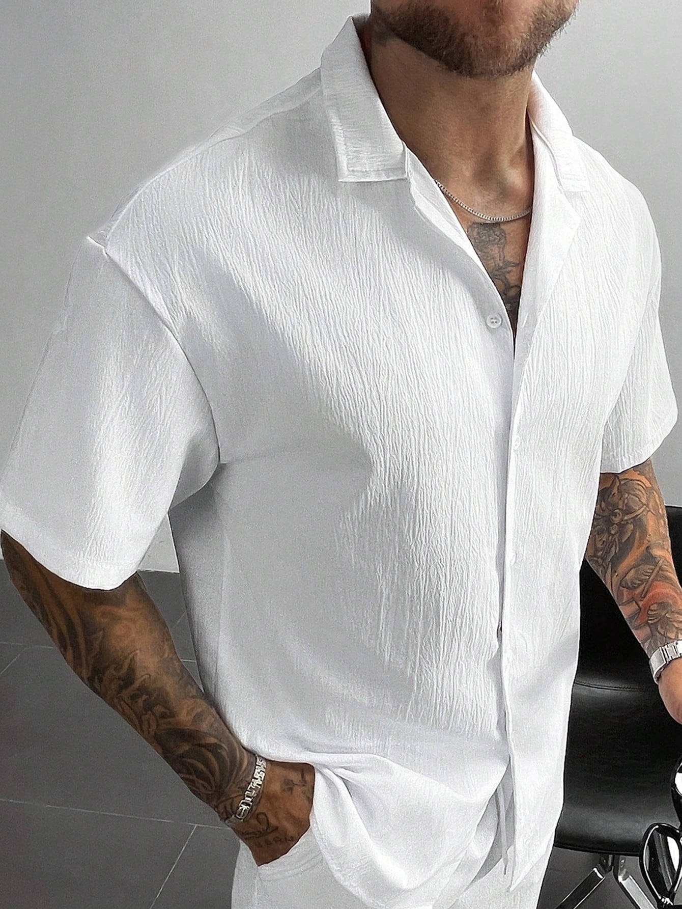 GloMan Old Money Style Men's Cuban Collar Linen Short Sleeve Shirt, Loose Casual Comfortable Beach Shirt, Suitable For Men's Vacation, Summer/Autumn, Father/Husband