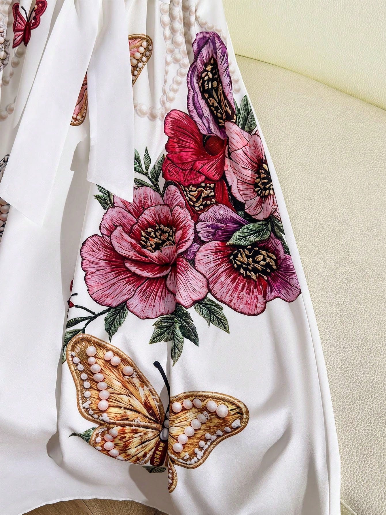 GlowEve Women's Floral Print Elegant Mid-Length Short Sleeve Dress, Summer