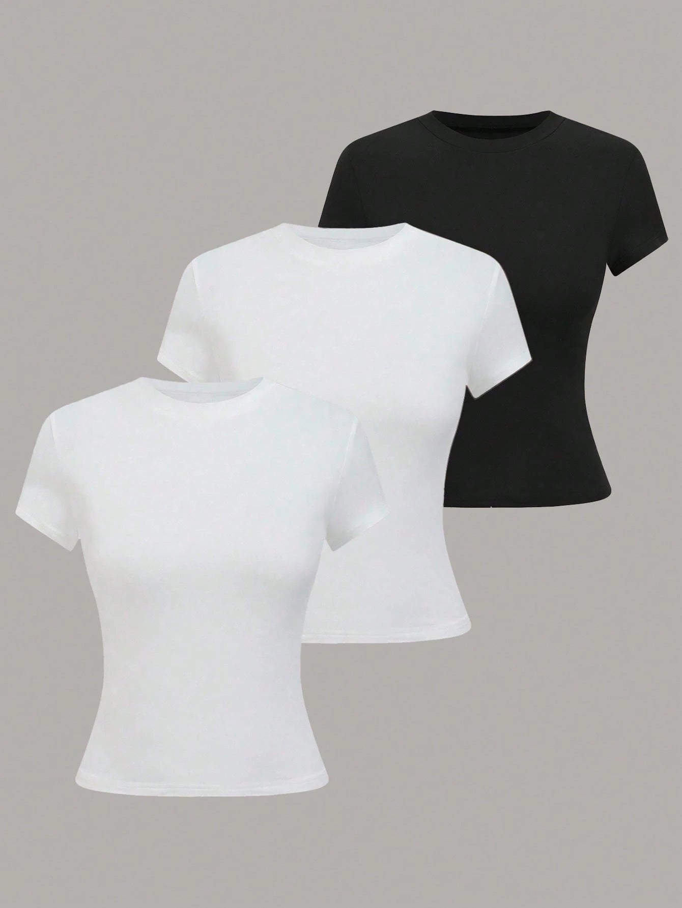 GlowEve Women's Solid Color Round Neck Short Sleeve Casual Versatile T-Shirt, Summer