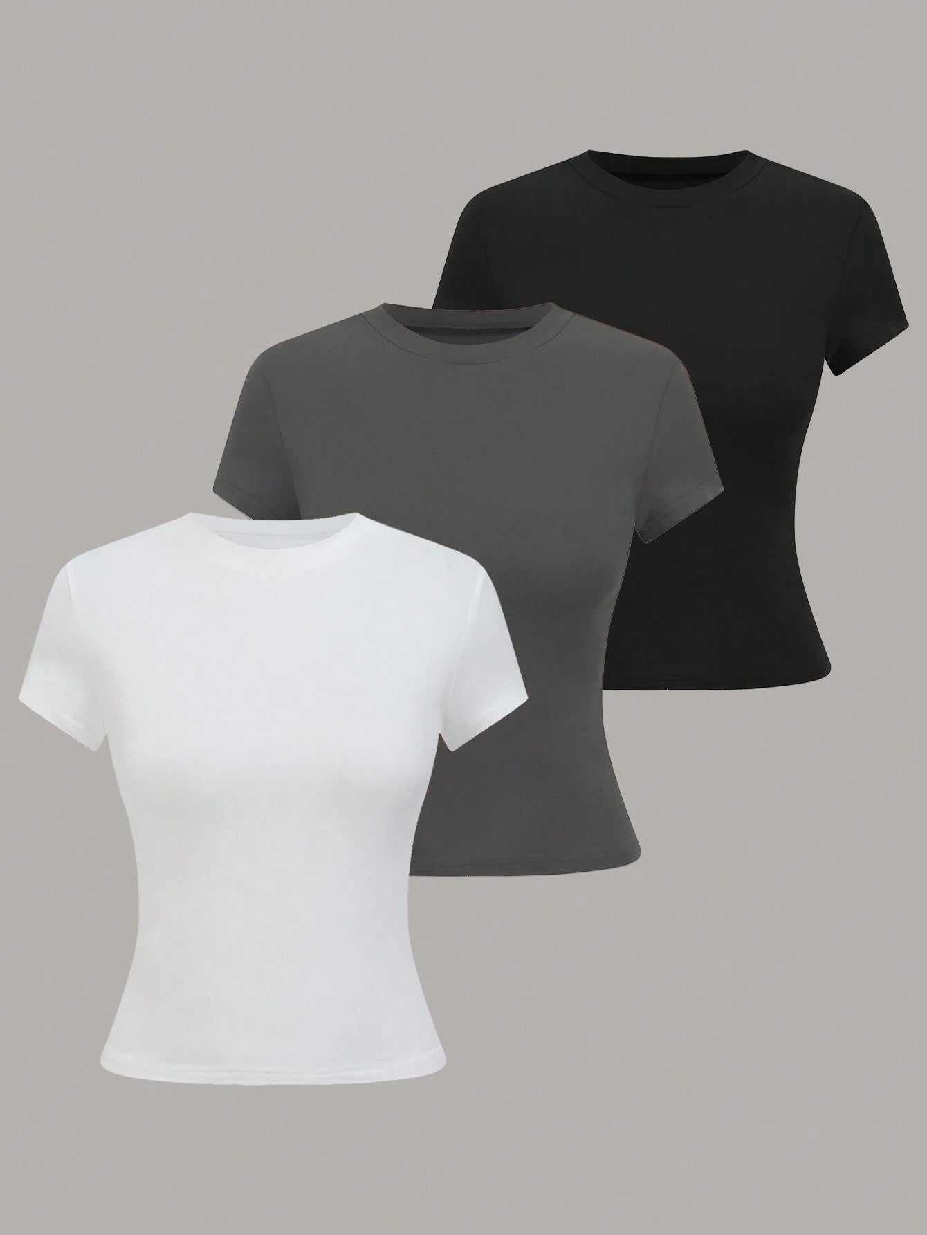 GlowEve Women's Solid Color Round Neck Short Sleeve Casual Versatile T-Shirt, Summer