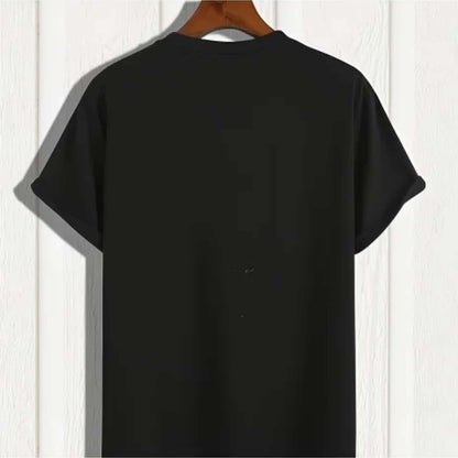 Graphic T-Shirt, Black Cat-Themed T-Shirt, White Print, Regular Fit, Crew Neck, Casual Shirt For Pet Owners, Humorous Clothing, Fun Design.