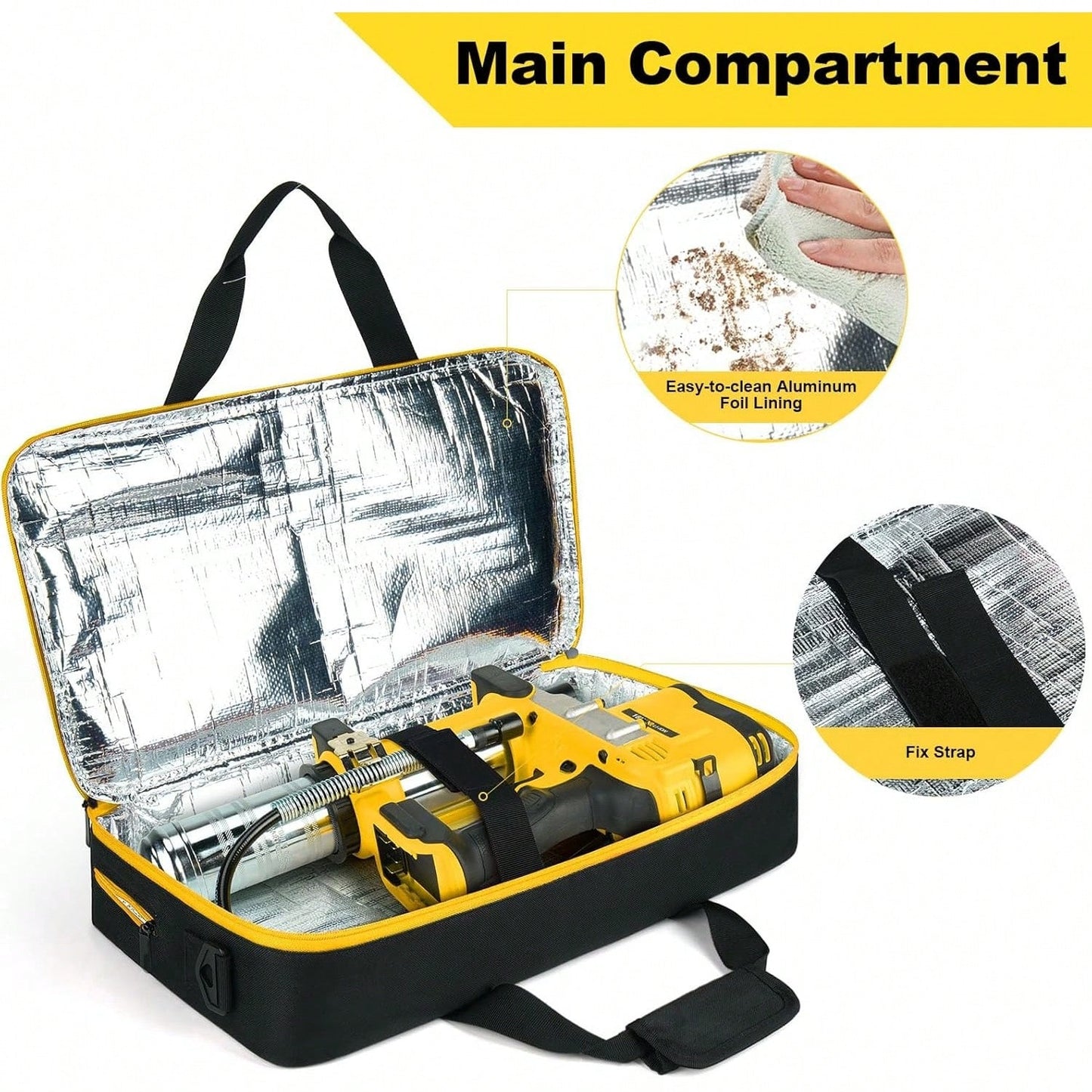 Grease Gun Case Compatible With Grease Gun 20v DCGG571B/ Grease Gun M18 2646-20/M12 2446-20, Carrying Case Compatible With Grease Gun, Battery & Charger​, Bag Only