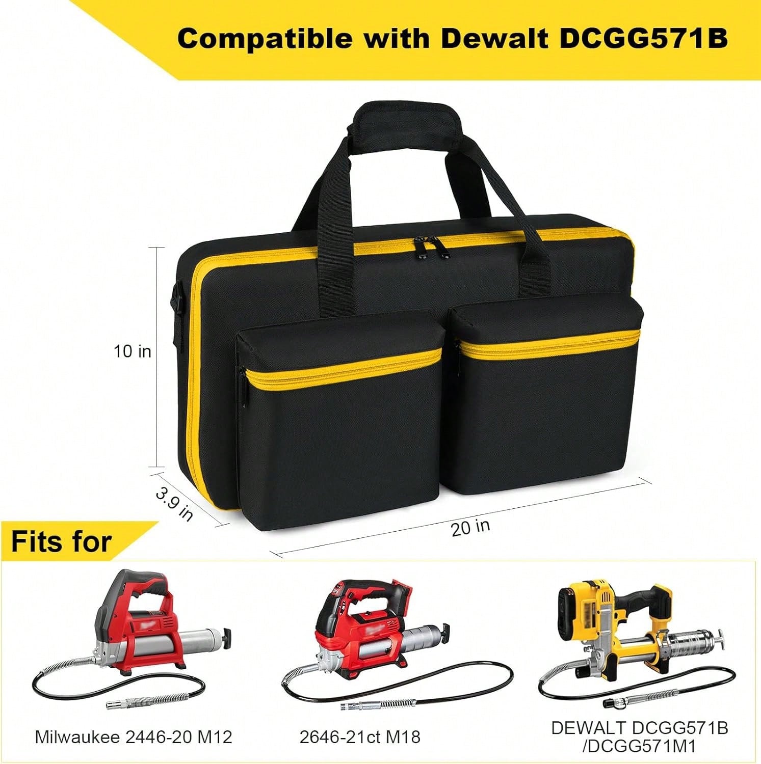 Grease Gun Case Compatible With Grease Gun 20v DCGG571B/ Grease Gun M18 2646-20/M12 2446-20, Carrying Case Compatible With Grease Gun, Battery & Charger​, Bag Only