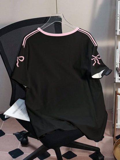 HARRY POTTER X Plus Size Summer Casual Numeric & Cartoon Graphic Round Neck Short Sleeve T-Shirt