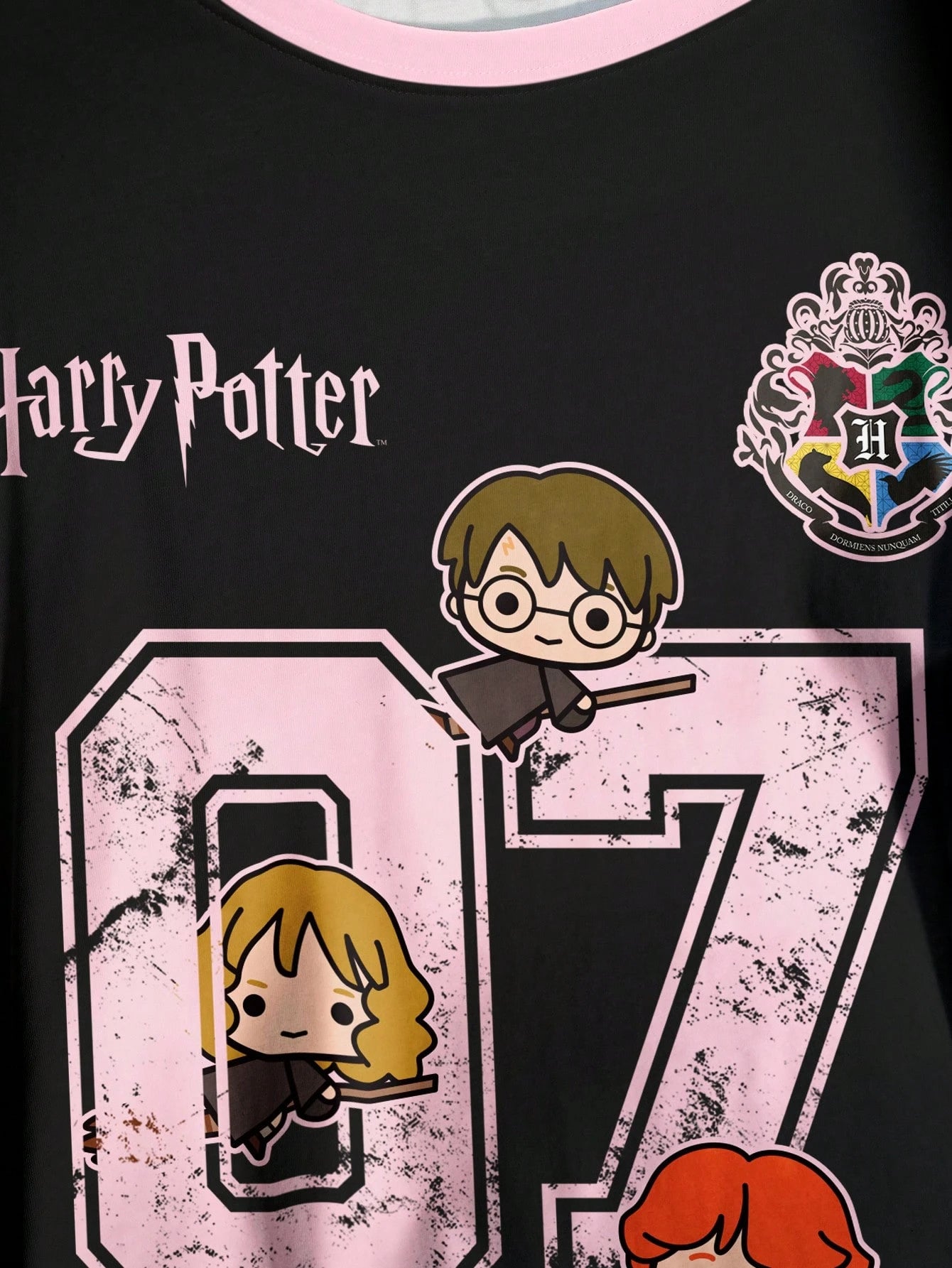 HARRY POTTER X Plus Size Summer Casual Numeric & Cartoon Graphic Round Neck Short Sleeve T-Shirt