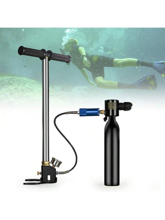 HOHOBLA 3.0 CU FT Oxygen 300PSI Mini Scuba Tank + 4500PSI High Pressure Air Pump, Diving Equipment Kit Breath Air Set Underwater Scooter Rebreather Dive Portable Lungs Oxygen Tanks