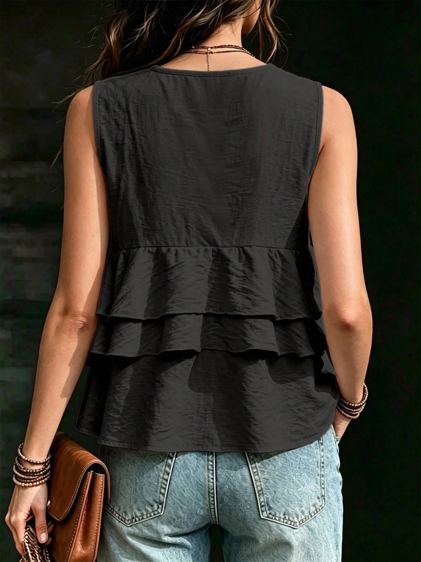 Holidaya New Summer Khaki Women's Tank Top, Elegant Casual Tank Top, Simple Khaki Top, Holiday Beach Vacation Top For Women