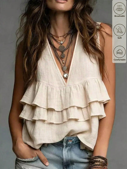 Holidaya New Summer Khaki Women's Tank Top, Elegant Casual Tank Top, Simple Khaki Top, Holiday Beach Vacation Top For Women