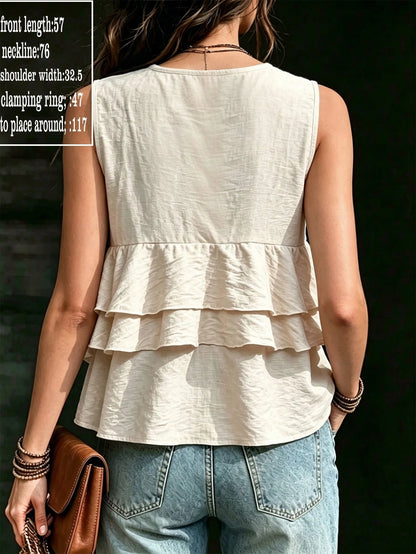 Holidaya New Summer Khaki Women's Tank Top, Elegant Casual Tank Top, Simple Khaki Top, Holiday Beach Vacation Top For Women