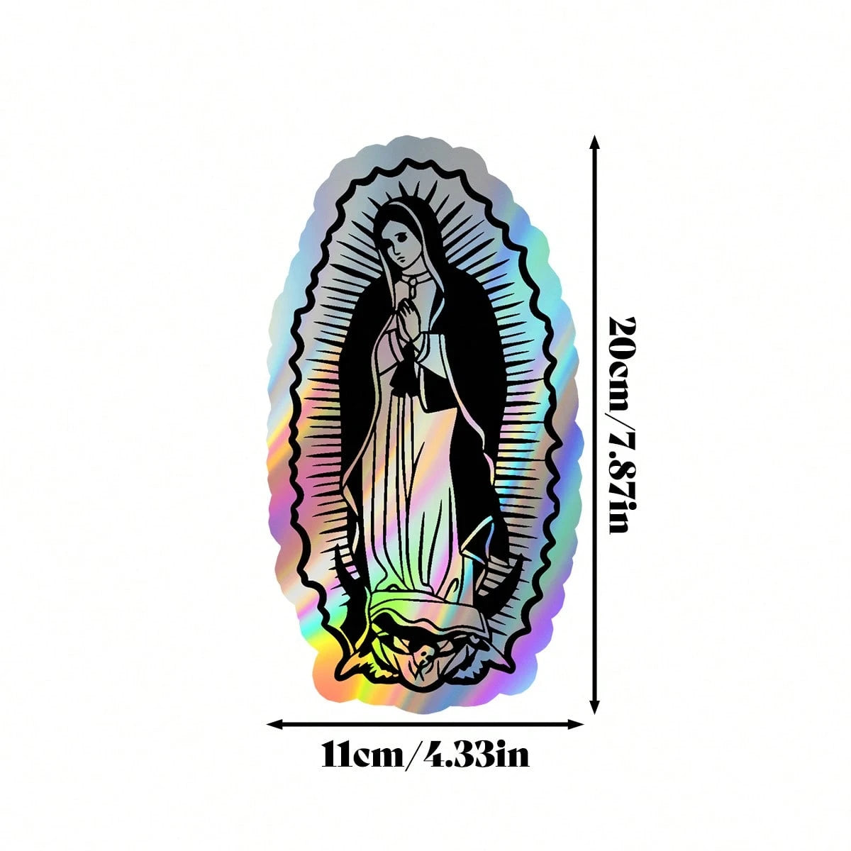 Holographic Our Lady Of Guadalupe Vinyl Car Decal, Rainbow Virgin Mary Catholic Religious Window Sticker, Faith Car Accessory