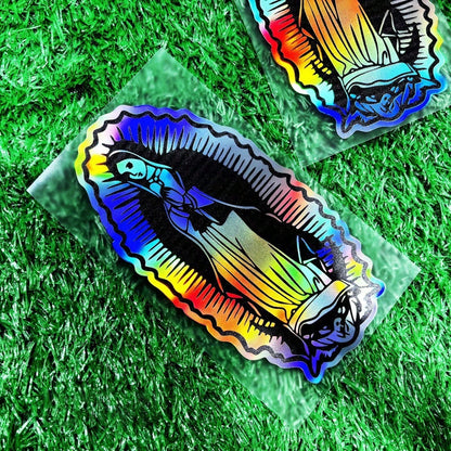 Holographic Our Lady Of Guadalupe Vinyl Car Decal, Rainbow Virgin Mary Catholic Religious Window Sticker, Faith Car Accessory