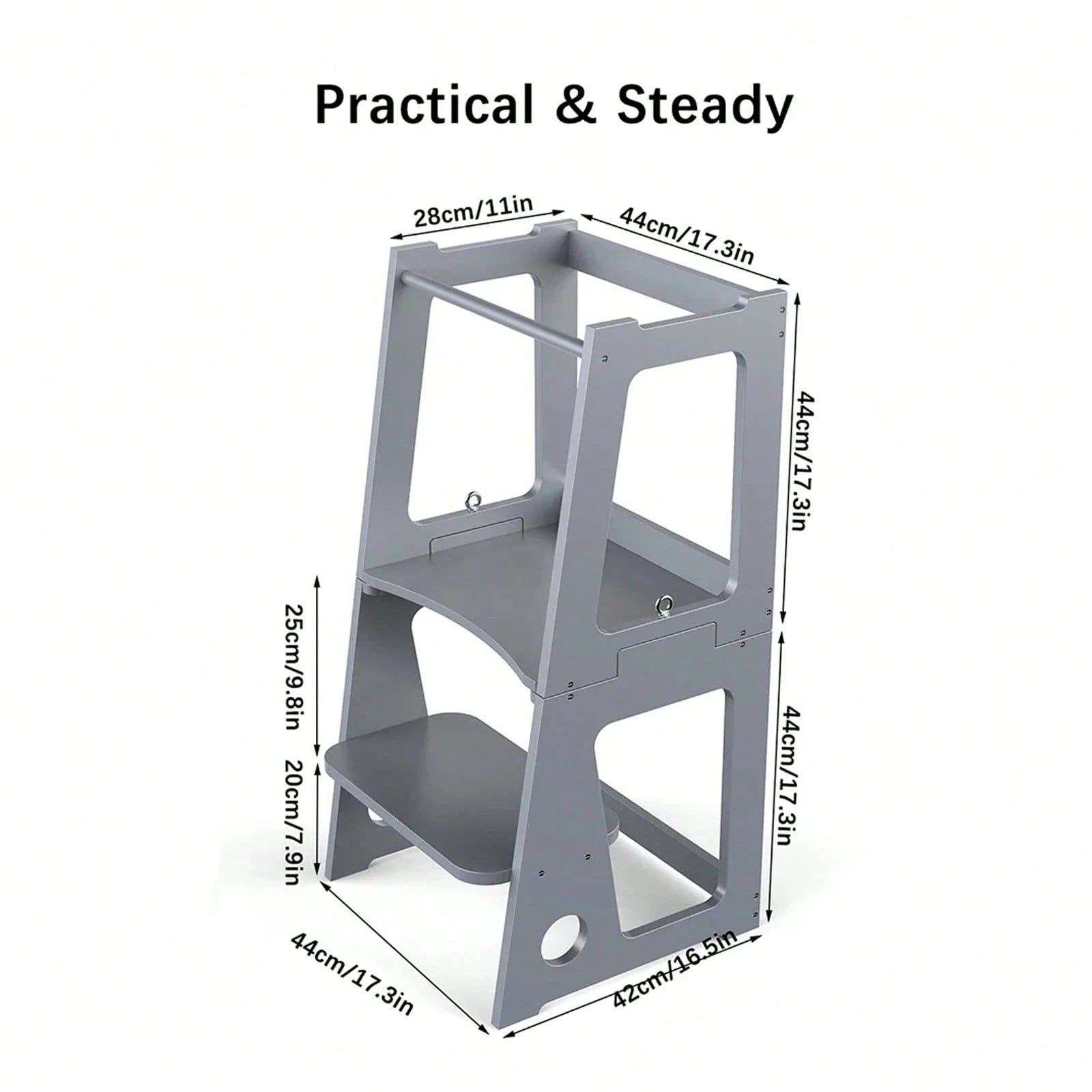HUOMAQFAN Kitchen Stool Helper 2 In 1 Convertible Step Stool Standing Tower For Kitchen Counter Bathroom Sink Toilet Stable Home Use