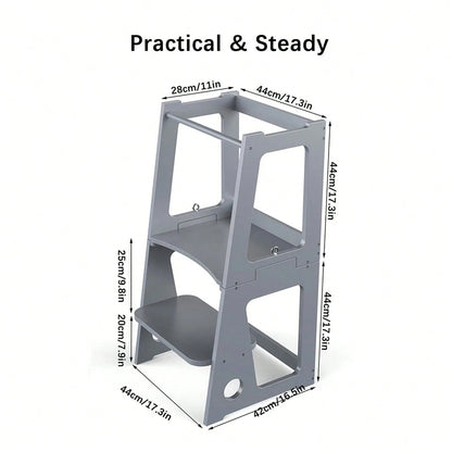 HUOMAQFAN Kitchen Stool Helper 2 In 1 Convertible Step Stool Standing Tower For Kitchen Counter Bathroom Sink Toilet Stable Home Use