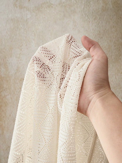 ICON Women's Plus Size White Summer Boho Bohemian Beach Vacation Holiday Knit Textured Fabric Off-Shoulder Shawl Top Retro Y2K Loose Casual Urban Modern