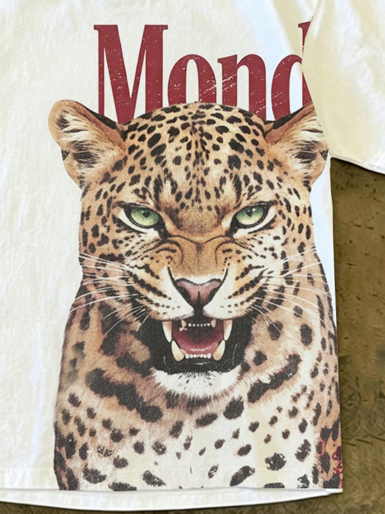 IslaSuriya Men's Casual Leopard & Letter Print Round Neck Short Sleeve T-Shirt, Summer