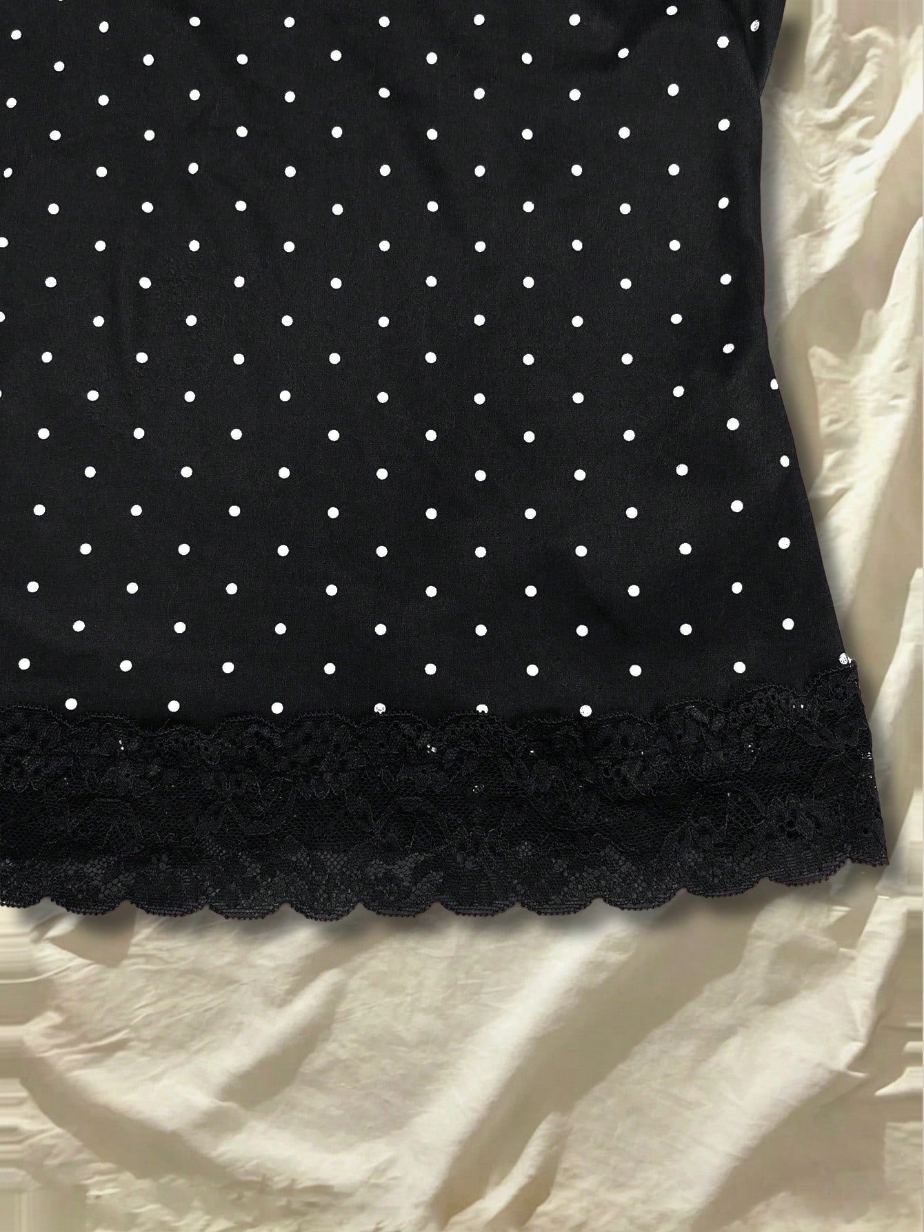 IslaSuriya Summer Slim Fit Polka Dot Contrast Lace Camisole