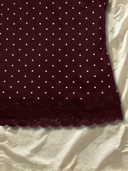 IslaSuriya Summer Slim Fit Polka Dot Contrast Lace Camisole