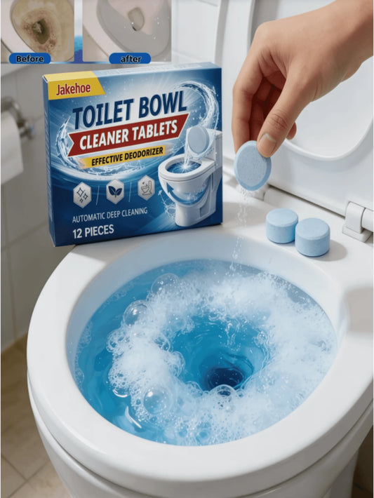 jakehoe 12pcs/24pc Toilet Cleaning Tablets, Designed For Effervescent Cleaning, Daily Maintenance Of Toilet Bowl Cleanliness, Reducing Scrubbing Time, Deodorizing, Removing Yellow Stains And Odors, Im